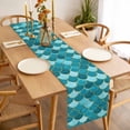 thumbnail image 3 of Green Table Runner - 70 Inch Long, Kitchen Dining Table Runner Dresser Scarves, Modern Geometric Fish Scale Abstract Moroccan Farmhouse Decor for Coffee Tables Wedding Party Banquet, 3 of 8