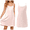 Pink, variant on Girls Solid Color Satin Slip Dress with Spaghetti Straps for 5-14 Years Homewear Casual Girls Dress