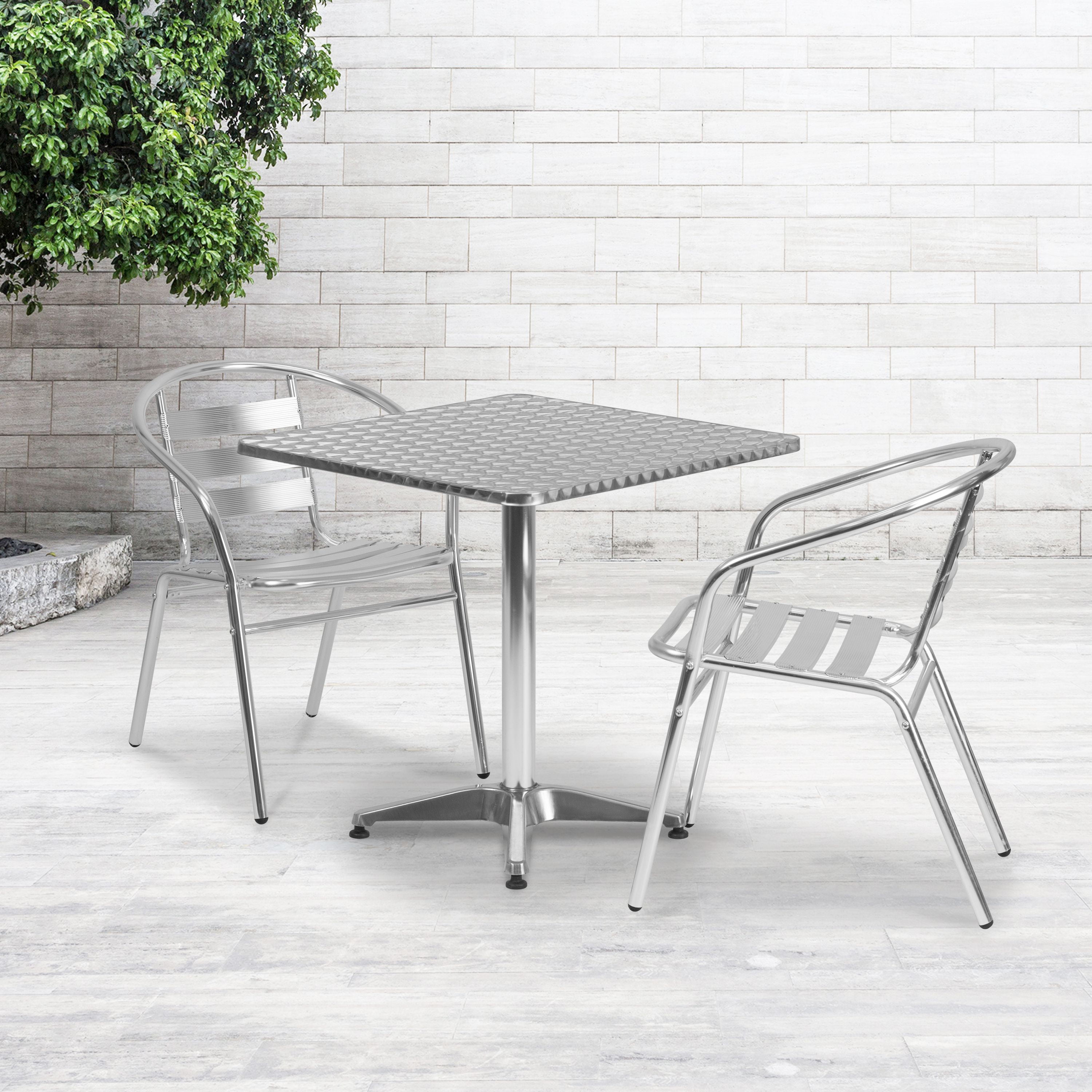 Flash Furniture TLH-053-1-GG Square Aluminum Indoor Outdoor Table with Base 23.5-Feet