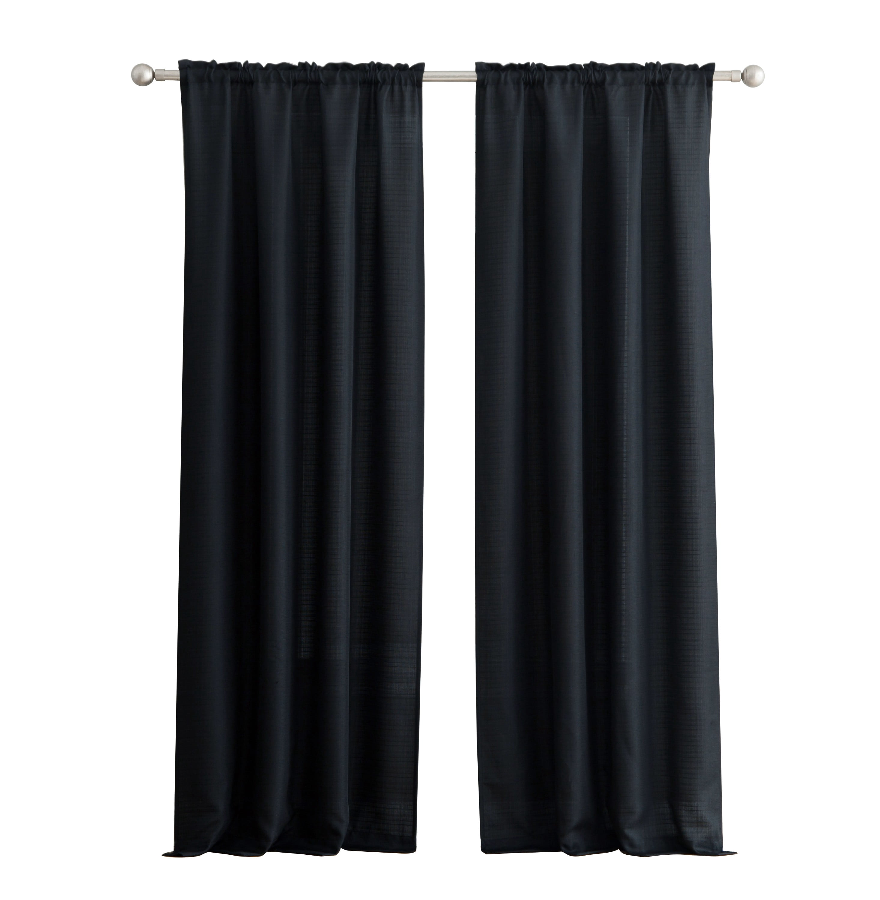 Mainstays Bennett Textured Curtain, Black 84 inch, Set of (2)