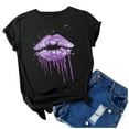 thumbnail image 4 of ALLLIST Spring Tops for Women 2024 Purple Crew Neck Short Sleeve Graphic T-Shirts Women's Blouse XXL, 4 of 5