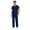 Navy, variant on Men's Workwear Scrubs 2-Piece Uniform Set, Solid Color Cross V-Neck Short Sleeve Pocket Tee and Pants, For Medical Nursing Professionals,Black,L