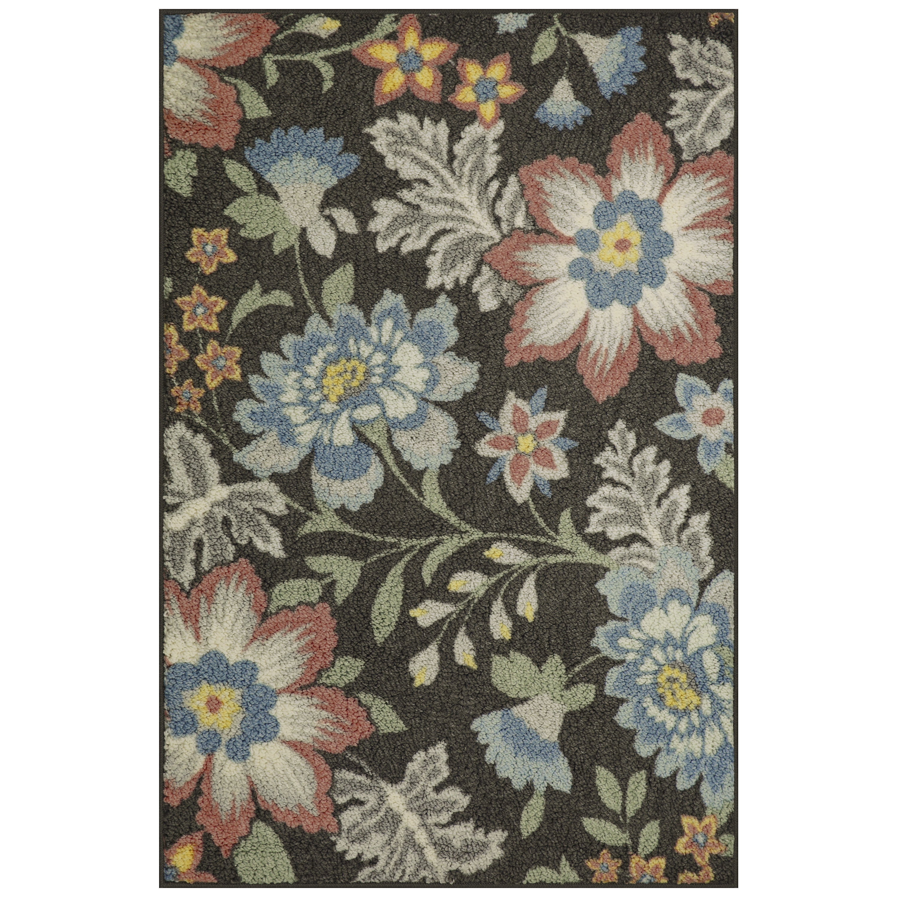 Mainstays Washable Oversized Floral Area Rug, Gray Multi, 2'6"x3'10