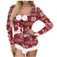 thumbnail image 4 of Pijama de Una Pieza Para Mujer, Estampado Navideño Sin Posición, Manga Larga, Cuello en V, Detalle de Plumas, Mono Atractivo, Pijama de Lencería Odeerbi  ODB120531, 4 of 8