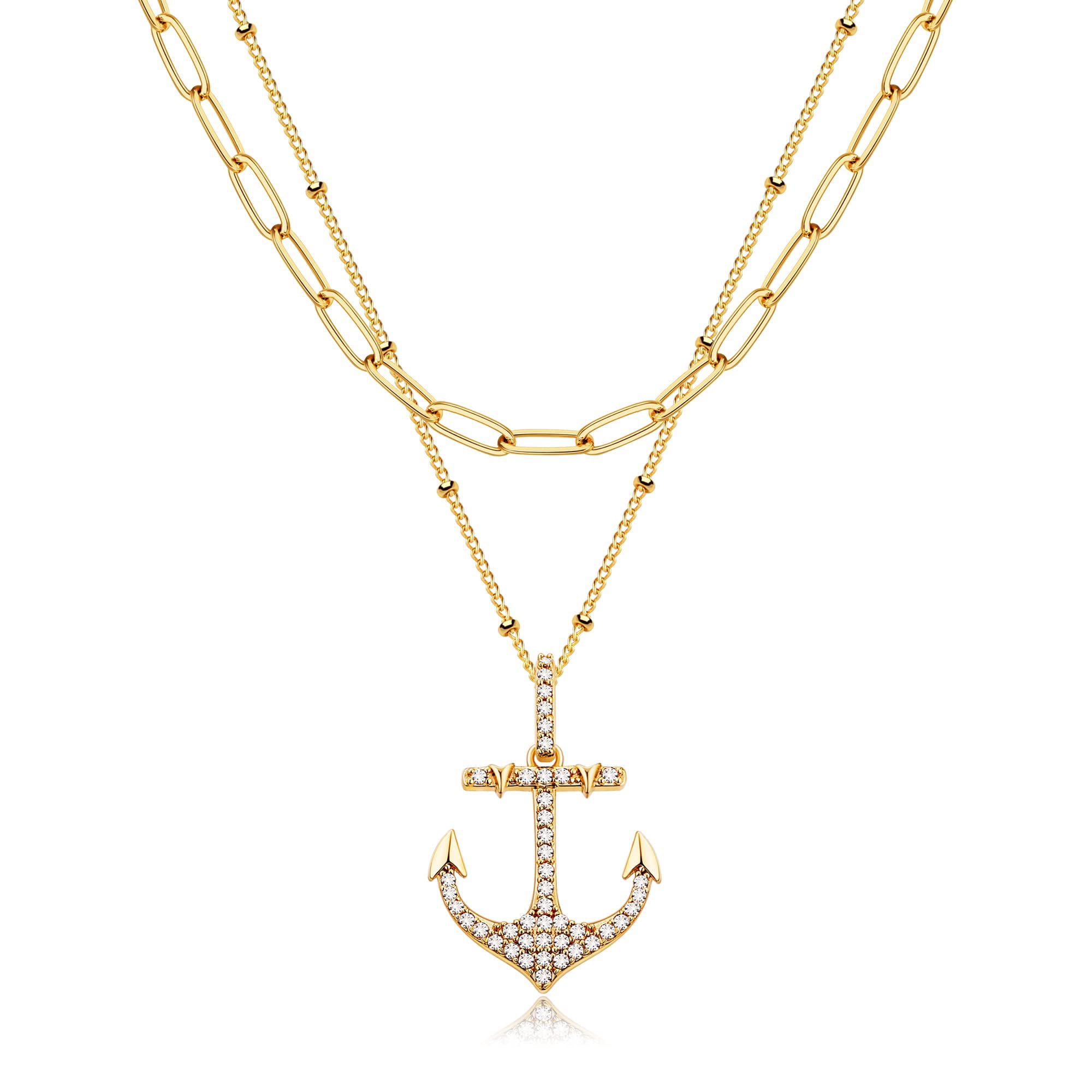 Can be Layered Multi Chain Dainty 18K Gold Moon Pendant Chain