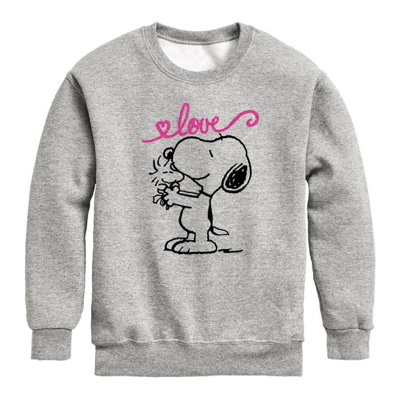 Peanuts - Snoopy and Woodstock Love - Youth Boys Crew Fleece Sweatshirt