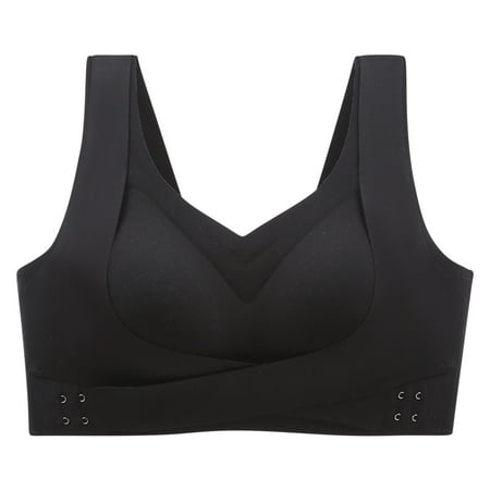 LLYWEY Wire-Free Bras for Large Breasts Discounts Womans Bras Ladies Bralette Bra Style-1424 Women Push-Up Bra Feature Adult Female Wireless Sports Bras Black 38B