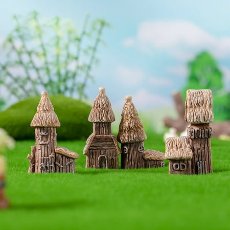 

Thatched House Ornament Micro-Landscape Rustic Style Compact Size Eco-friendly House Decoration for Home Office