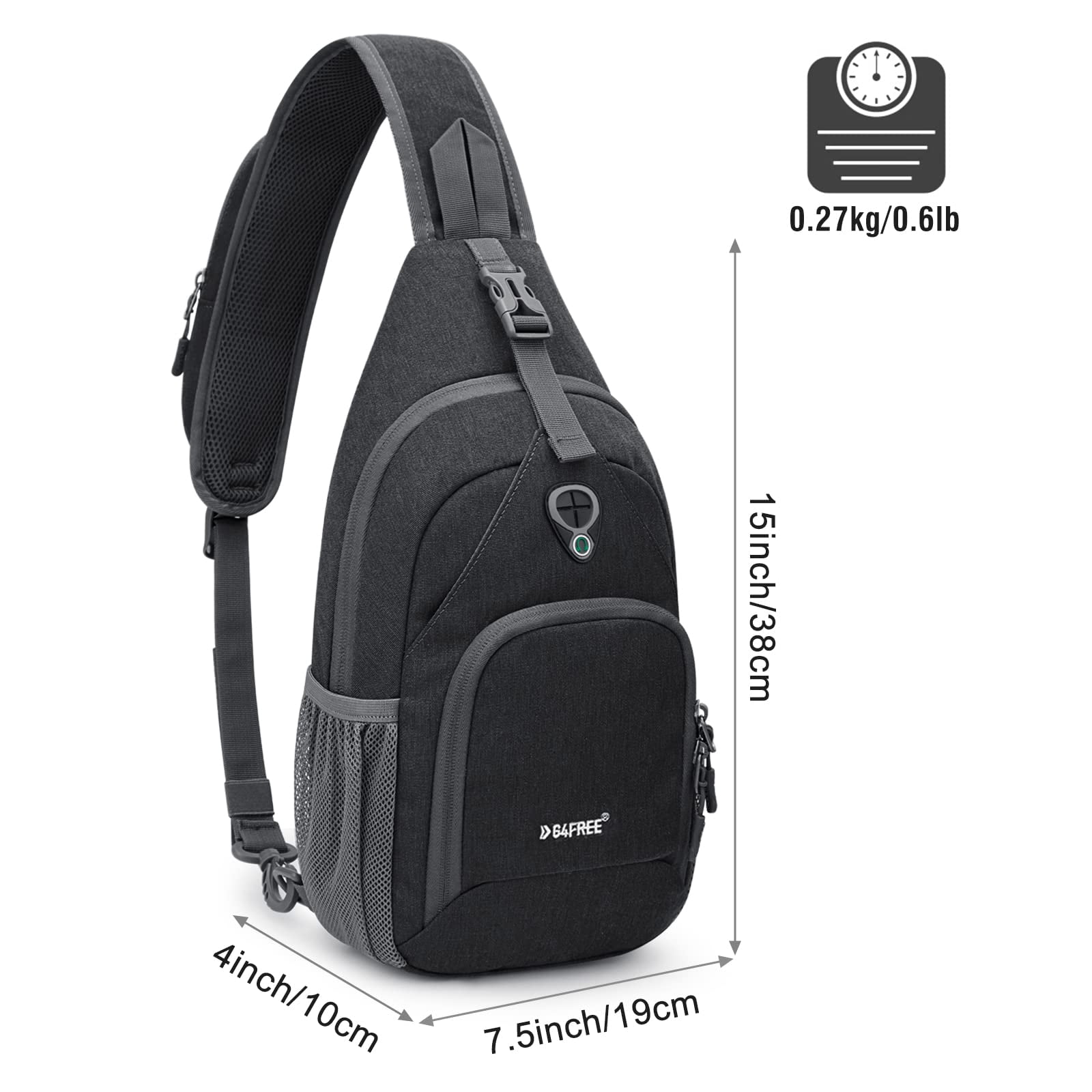 G4Free RFID Sling Bag for Adults, Small Crossbody Chest Shoulder Backpack for Men and Women, Hiking Daypack