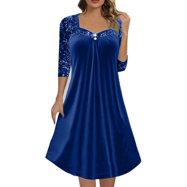 Vestido elegante de lentejuelas de otoño para mujer - Mezcla de poliéster y spandex, tallas S-XXL - Corte holgado para fiestas y ocasiones nocturnas