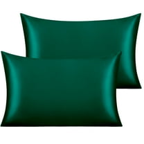 Ntbay 2 Pack Satin Toddler Pillowcases, Silky and Luxurious Travel Pillow Covers with Envelope Closure, 14" x 20", Dark Green
