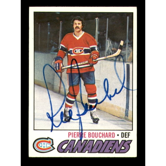 Pierre Bouchard Autographed 1977-78 Topps Card #20 Montreal Canadiens SKU #251355