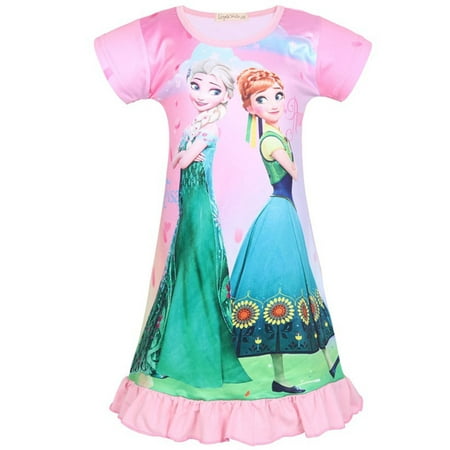 Girl's Nightie Nightdress Frozen Elsa & Anna Short Sleeve Pyjamas