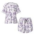 thumbnail image 5 of "Wukai Lavender Flowers Women's Pajama Set - Short-Sleeve Top and Shorts with Elastic Waistband and Pockets for Loungewear, Yoga, and Casual Wear-XX-Large, 5 of 8