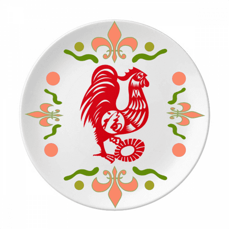 

Year Of Rooster Animal China Zodiac Flower Ceramics Plate Tableware Dinner Dish