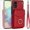 Red, variant on Phone Case for Samsung Galaxy A51 5G/A 51 5G UW Verizon Wallet Cover with Tempered Glass Screen Protector and RFID Blocking Ring Card Holder Leather Cell Accessories 51A G5 S51 Women Off White