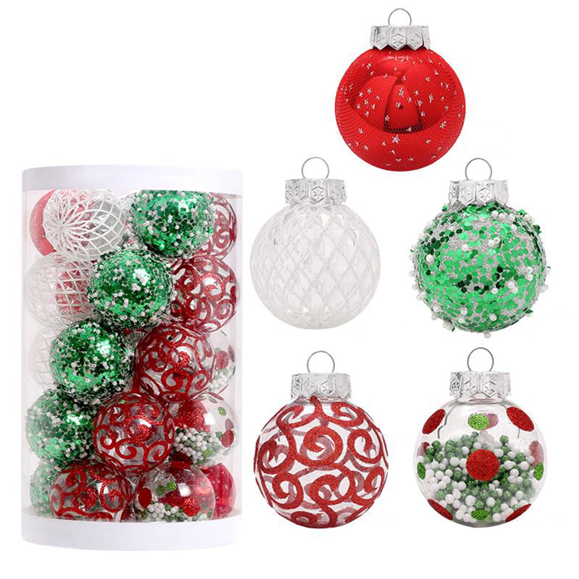KelaJuan 25Pcs Christmas Tree Ornaments Set with Hanging Loop