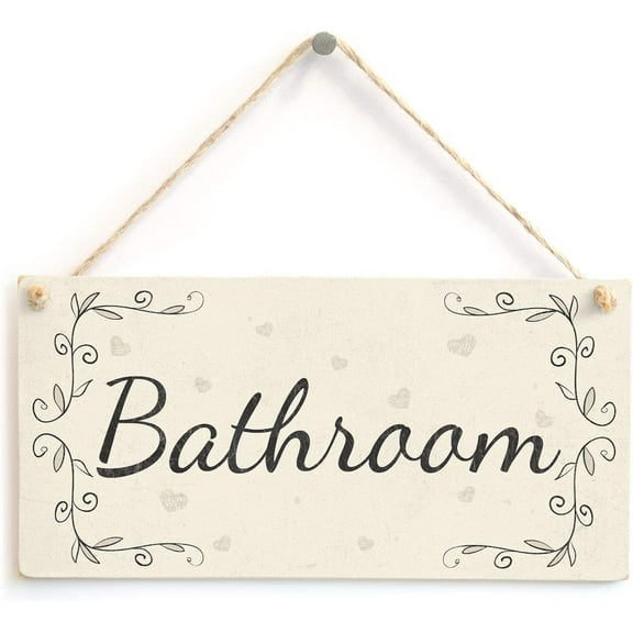 Wood Sign 5x10 Inch Funny Farmhouse Wood Signs French Shabby Chic Style Wooden Hanging String Sign Plank Plaque Wall Art Decor Front Door Porch Bedroom Restroom Bathroom Gift For Women Men