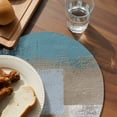 thumbnail image 3 of Teal Blue Round 13 Inch Placemats Set of 4, Brown White Minimalist Retro Smear Ombre Art HeatResistant Non Slip Place Mats for Dining Table, Wipeable Braided Kitchen Table Mats for Housewarming, 3 of 9