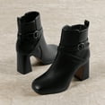 thumbnail image 3 of BURUDANI Women's Suede Buckle Strap Block Heel Ankle Boots, 3 of 5