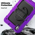 thumbnail image 6 of Allytechgroup Rugged Shockproof Case for Apple iPad Pro 11 Inch M4 2024, [Build in Screen Protector] Protective Hand Strap Kickstand [Shoulder Strap] Pencil Holder Kids Friendly Case Cover,Purple, 6 of 8