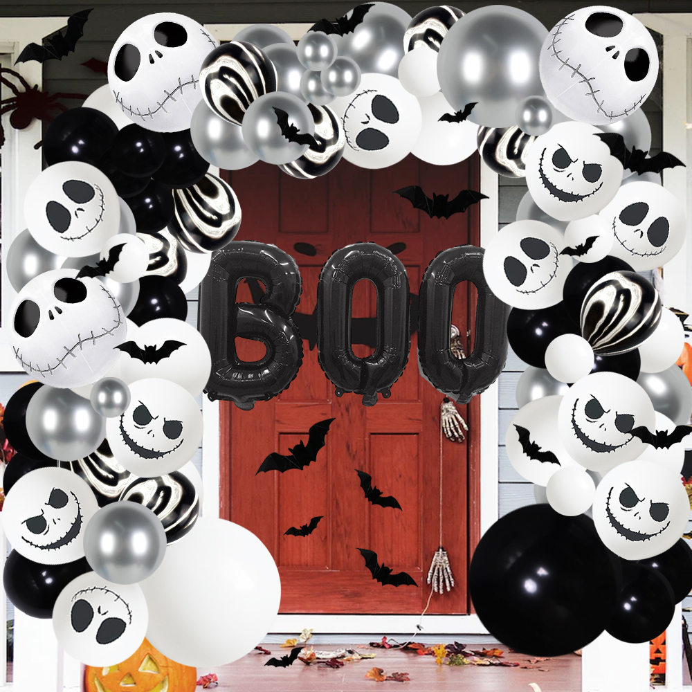 Lot De Ballons D'Halloween à L'Hélium - Motifs Squelette & Empreintes Sanglantes - Rouge/Noir/Blanc - Décoration Fête