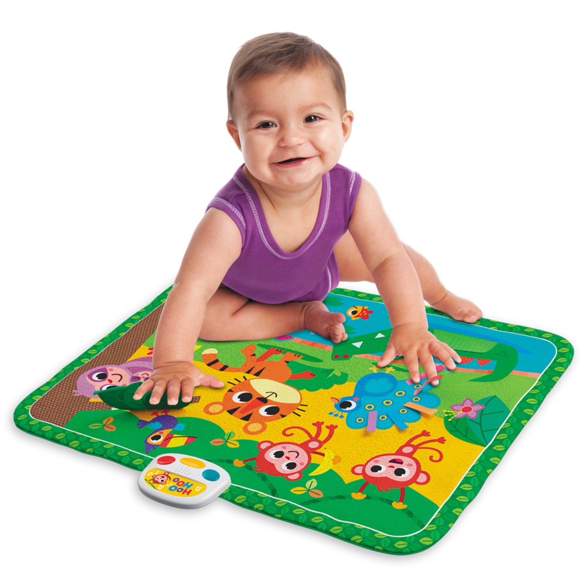 Kids Hits: Touch & Play Mat - Jungle Pals - 31.5 x 23.6" Sensory Floor Pad, Lights-Animal Sounds-Songs Module, Tactile Learning Toy, Baby-Toddler 6Mo+