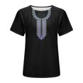 thumbnail image 5 of Penkiiy Embroidered Tops Short Sleeve Women's Mexican Boho Peasant Casual Loose Tunics Fall Blouse Shirts for Women,Vintage Floral Tunic Shirts, Flowers Embroidery Blouses L Black, 5 of 6