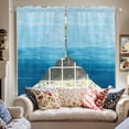 thumbnail image 2 of Abstract Ocean Swag Curtain Valance for Windows, Sky Blue Gradient Oil Painting Texture Window Treatments Short Swag Topper for Kitchen Windows Bathroom Bedroom, 36"x45", 2 of 8