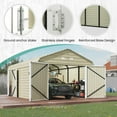 thumbnail image 3 of Erommy 12x20 FT Outdoor Metal Carport with Galvanized Steel Frame , Enclosed Storage Garage for Cars,Trucks and Trucks,Beige, 3 of 9