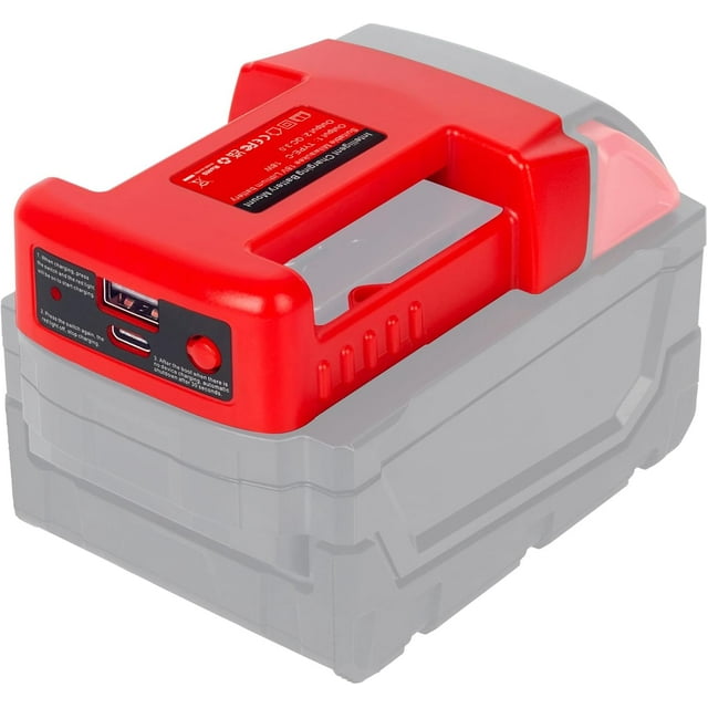 Battery Adapter Compatible with Mliwaukee 18v Battery Adaptor with USB Charger & Type-C PD Power Source Charger for MIL 18V MAX Lithium Battery(Adapter Only) (MIL)