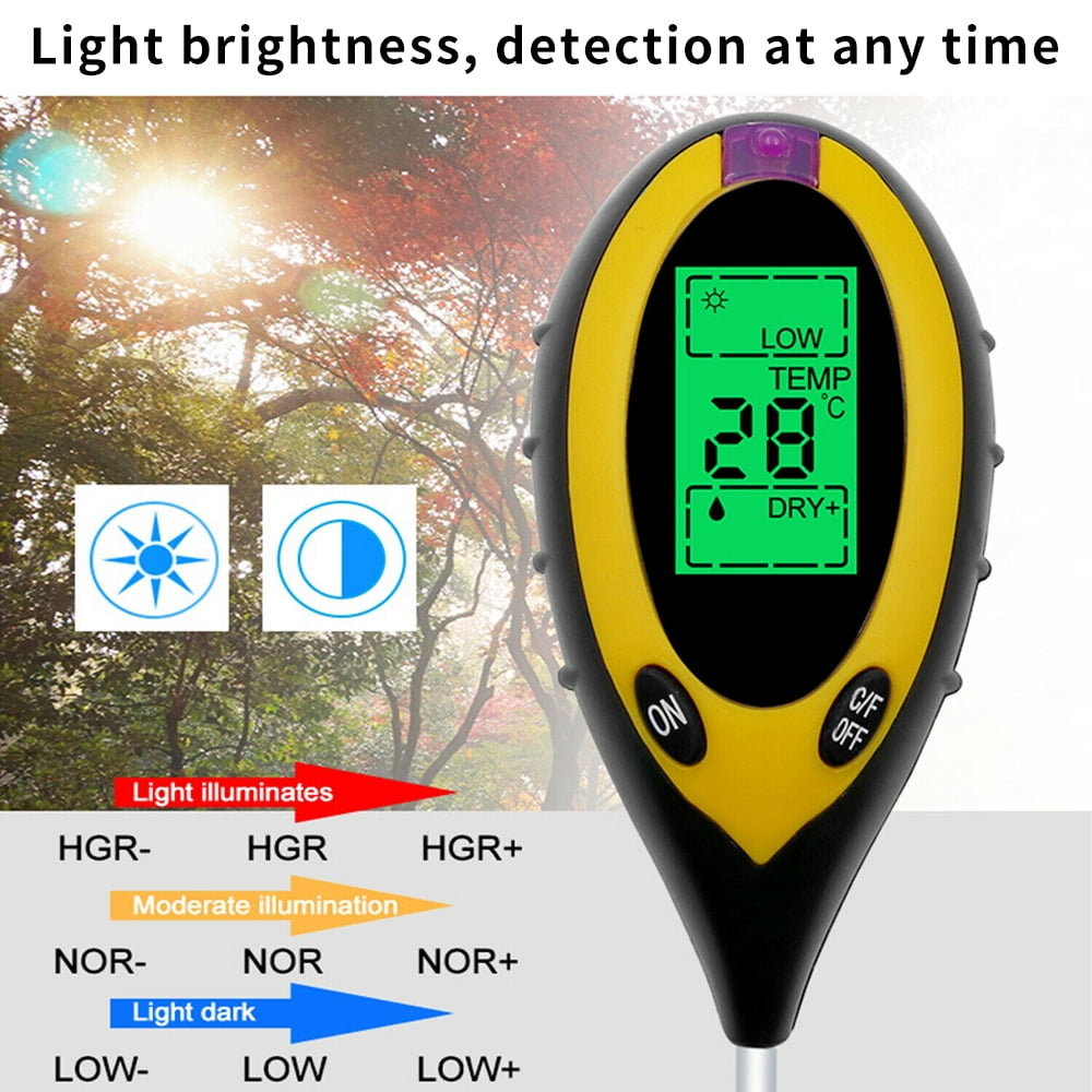 HLONK Soil pH Tester 4 in 1 Measure Soil pH Level, Moisture Content