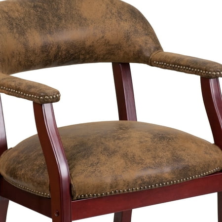 Flash Furniture - Sarah  Traditional Fabric Side Chair - Upholstered - Bomber Jacket Brown Microfiber