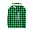 thumbnail image 5 of Zedker Casual Plaid Prints Drawstring Zipper Hooded Jackets Classic Women's Long Sleeve Fall Winter Ribbed Kniited Tops with Pockets,Green,M, 5 of 8
