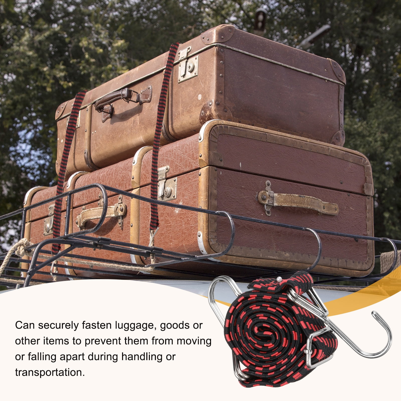 Uxcell 39" Adjustable Bungee Cords with Stainless Steel Hook, 4Pcs Heavy Duty Outdoor Elastic Bungee Strap for Securing Luggage Moving Cargo, Red