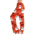 thumbnail image 3 of Zorvxlyn Halloween Woman Pajama Pants Ghost Pumpkin Bat Print Women's Pj Bottoms Drawstring Elastic Waist Womans Lounge Pants, 3 of 8