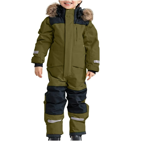 Staki Snow Suit for Kids Girls Winter One Piece Snowsuit 2025 New Outdoor Snowboard Jumpsuits Waterproof Jacket Kids Snow Suits 6M,12M,18M,24M,3T,4T,5T,6-10Y,11-14Y(Green,6-12 Months)