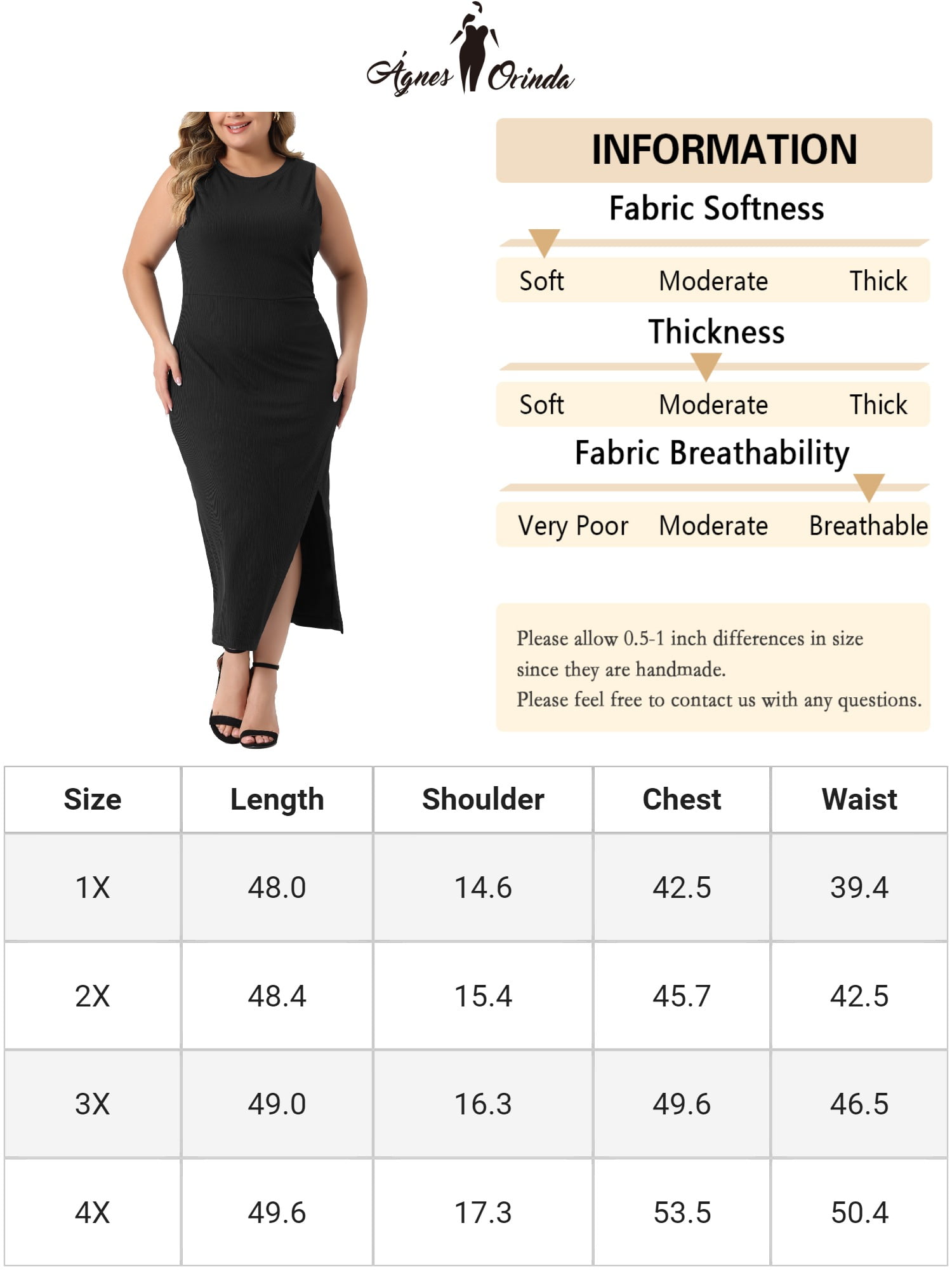 Unique Bargains Women's Plus Size Elegant Knit Slit Tank Midi Ruched Bodycon Dresses 2X Black