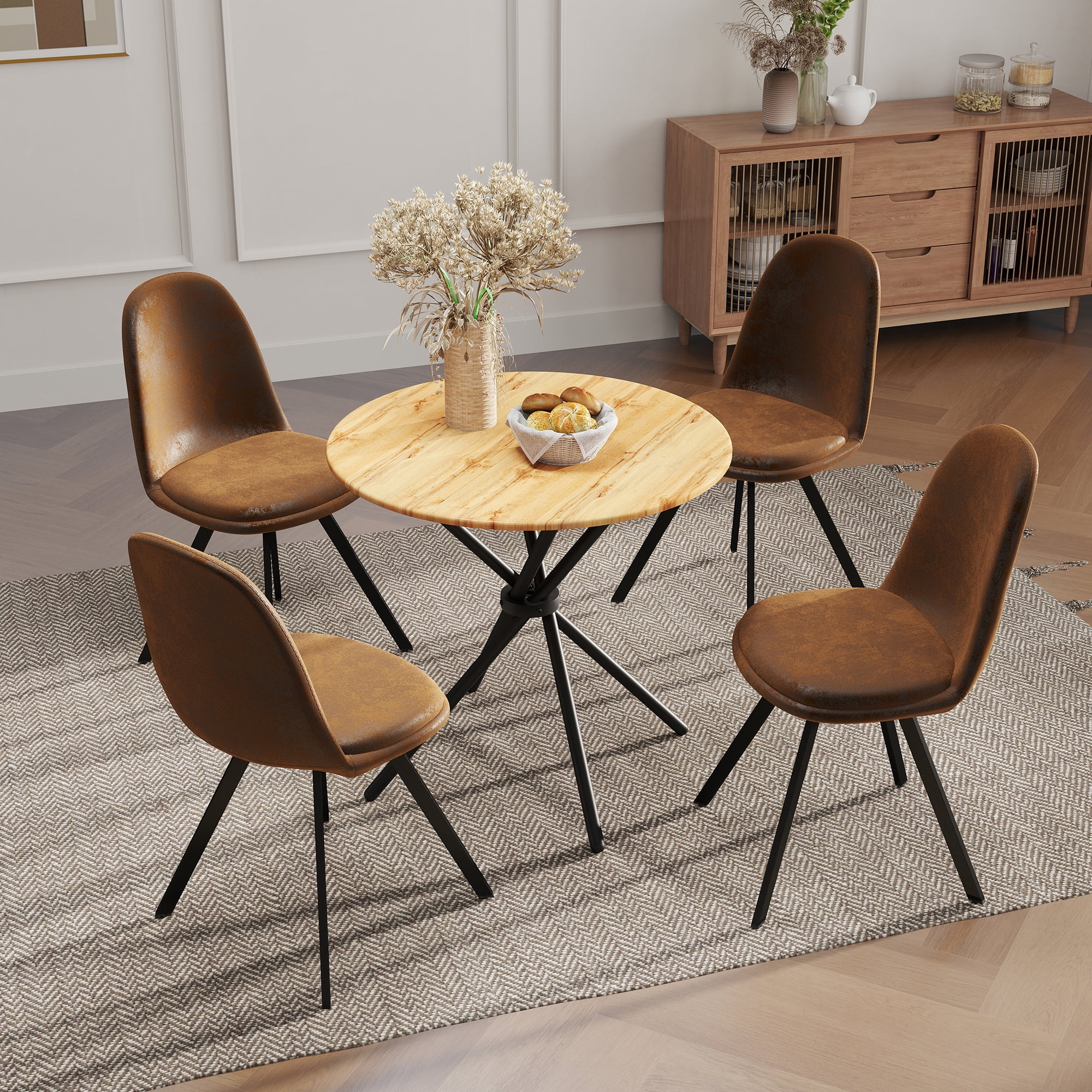 Homy Casa Swivel Dining Chairs Set of 4, Upholstered Kitchen Chairs for Living Room Office, Brown