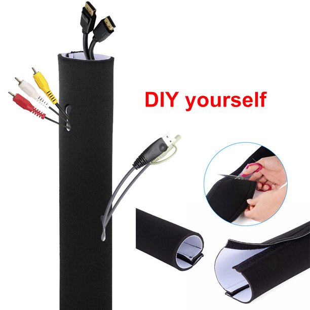 60"x3.9" Adjustable Cable Management Sleeves Cord Oganizer Wire
