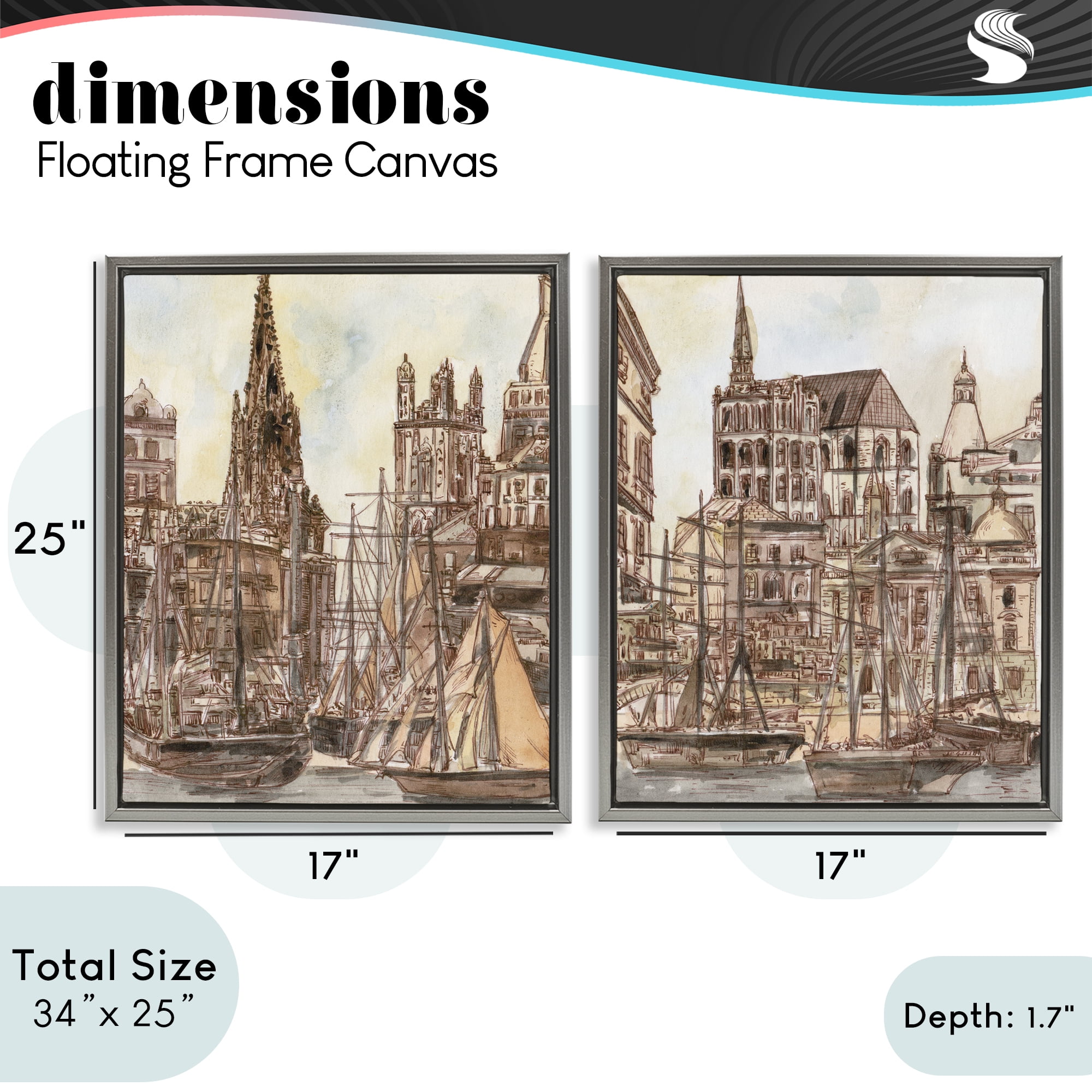 Stupell Industries Salted Remnants Pier 2 Piece Gray Framed Floater Canvas Set, design by Melissa Wang