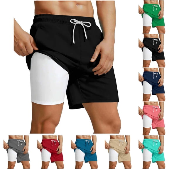 POTETI Swim Shorts Men Quick Dry Solid Holiday Casual Board Shorts Swimsuit