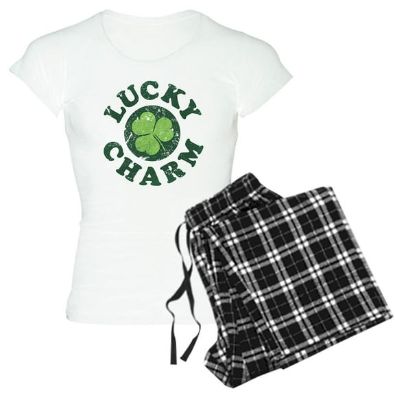 CafePress - Lucky Charm [Shamrock] Women's Light Pajamas - Women's Short Sleeve Print T-Shirt and Pants Light Cotton Pajama Set