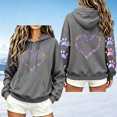 thumbnail image 2 of Staron Women's Hoodie Hooded Long Sleeve Graphic Hearts Casual Crewneck Sweatshirt Loose Cute Pullover Hoodies Tops Dark Gray L, 2 of 6
