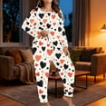 thumbnail image 4 of Valentine's Pajamas for Women Heart Printed Long Sleeved Top+Pants Casual Home Wear Pajama Sets, 4 of 7