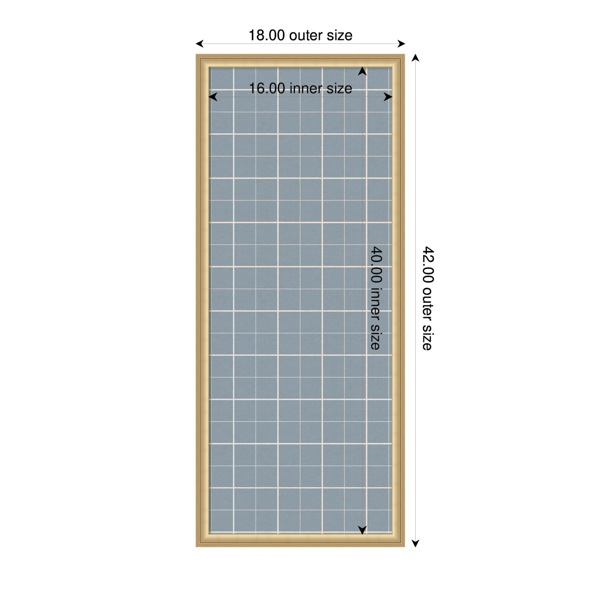Kate and Laurel Framed Fabric Pinboard 18 x 42, Light Blue Plaid Printed Linen Classic Bulletin Board for Use as a Vision Board or Wall Organization, Florence Gold Frame