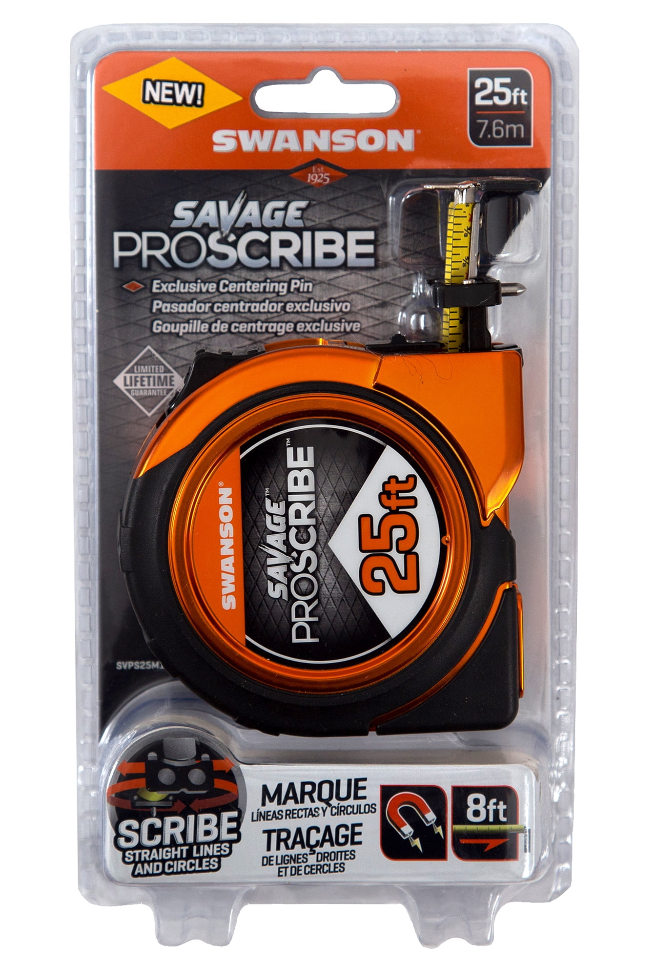 Swanson Savage 25-Foot Pro Scribe Magnetic Measuring Tape, Model SVPS25M1