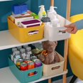 thumbnail image 4 of Conteneur de Rangement Surface Lisse Design Poignée Couleur Unie Bac de Rangement en Plastique Polyvalent pour Chambre, 4 of 10