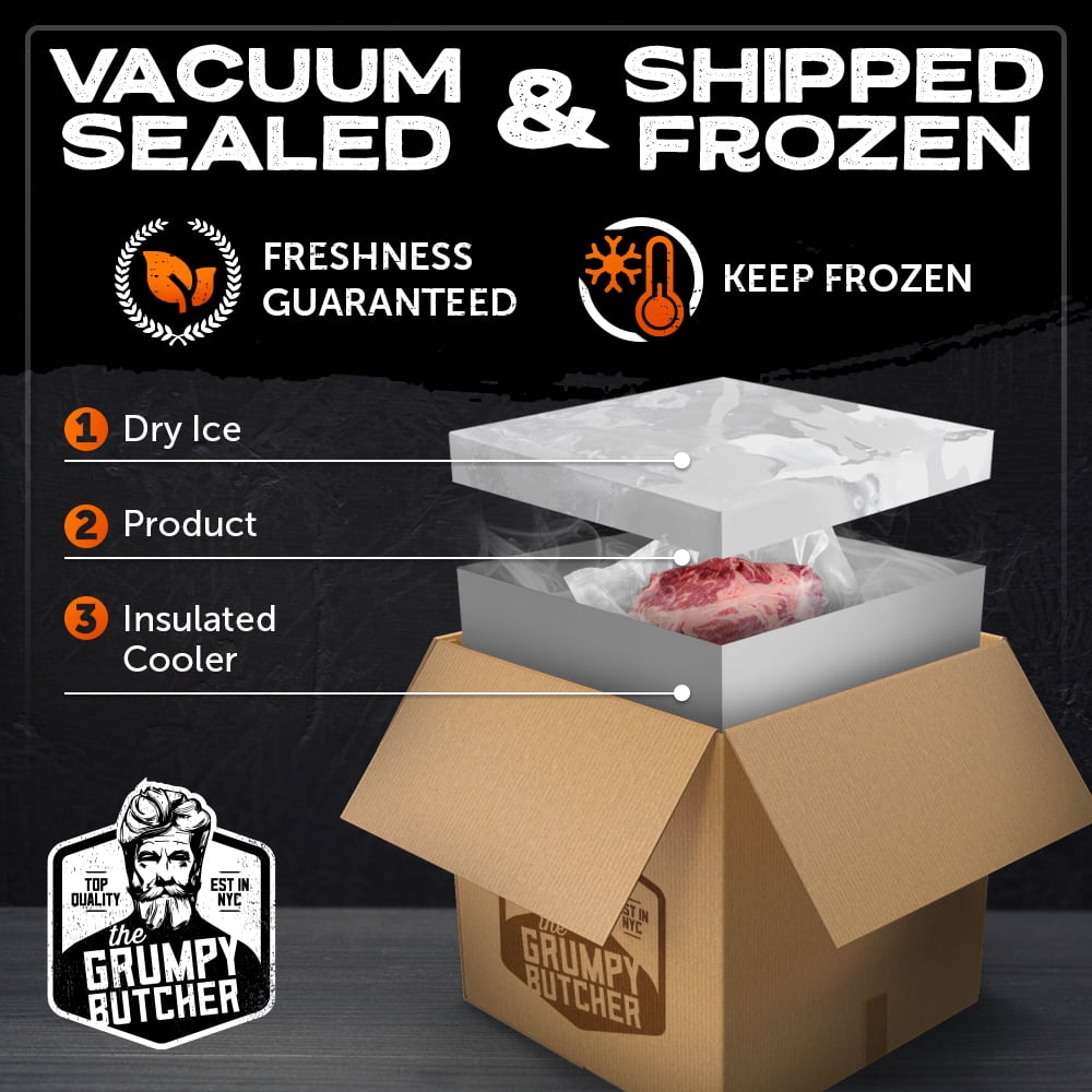 Grumpy Butcher Prime Steakhouse Beef Steak Meat, Large Thick Ribeye Steaks, 4 ct Pack, 14 oz Vacuum Bag