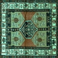 thumbnail image 1 of Ahgly Company Machine Washable Indoor Square Persian Turquoise Blue Traditional Area Rugs, 6' Square, 1 of 4